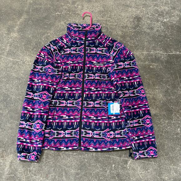 New Columbia Aztec Fleece Sweater Womens M Purple Southwestern Benton Sweatshirt - Picture 1 of 9